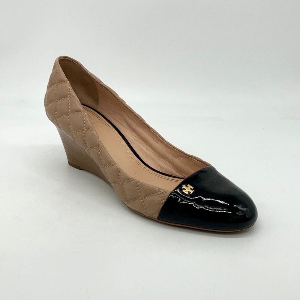 Tory Burch Black and Tan Wedges